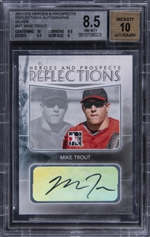 2011 ITG Heroes & Prospects "Reflections Autographs" Silver #MT Mike Trout Signed Card - BGS NM-MT+ 8.5/BGS 10